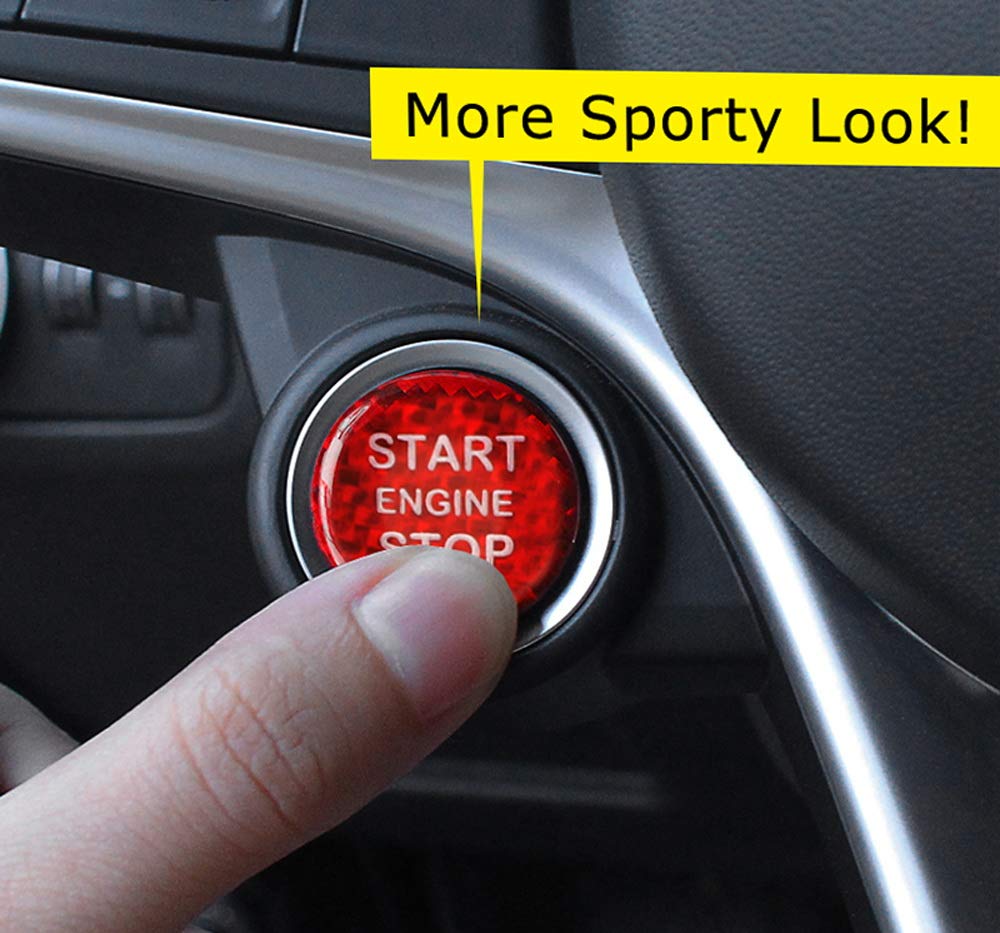 Other Red Carbon Fiber Keyless Engine Push Start Button Cover For Alfa