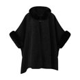 thumbnail image 2 of Fewfanhot Faux Fur Collar Wool Blend Cape Poncho, Buckle Closure Warm Wrap Coat for Women Fall Winter Daily Wear, 2 of 5