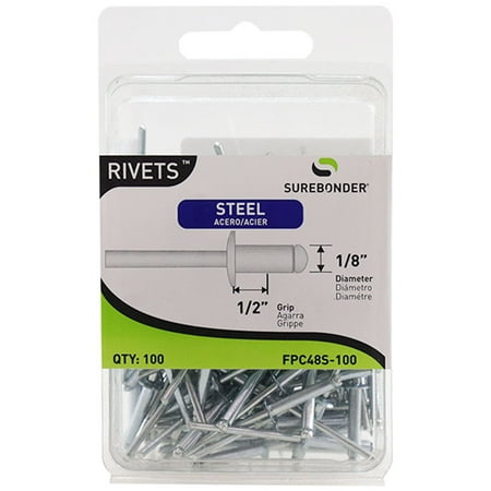 

FPC48S Long Steel Rivets - 1/8 Diameter 1/2 Grip - 100 Count