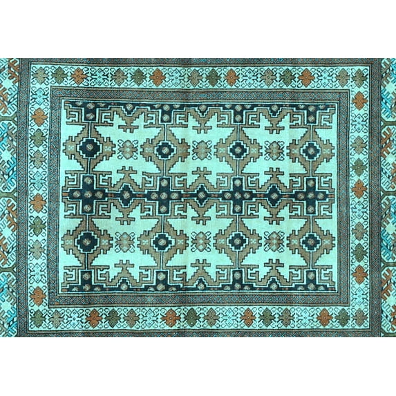 Ahgly Company Indoor Rectangle Persian Light Blue Traditional Area Rugs, 4' x 6'