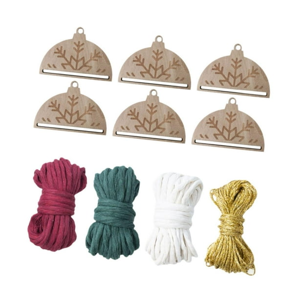 Adornos navideños, 6 piezas, decoración navideña con agujero, decoración para de Navidad, manualidades de madera para sala de estar y dormitorio