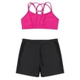 thumbnail image 3 of TTAO Girls 2 Piece Tankini Swimsuit Criss Cross Tank Top with Bottoms Rash Guard Swim Set Rose&Black 10, 3 of 5