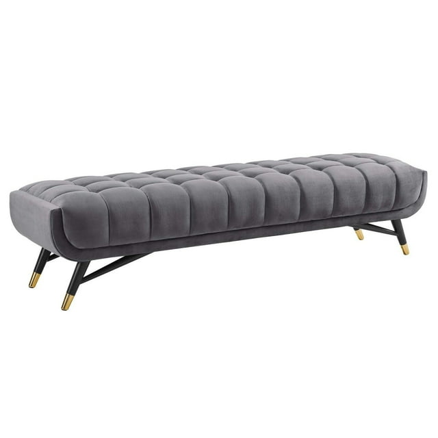 Modway Adept Banc d'Appoint Capitonné Rembourré en Velours de Style Mi-Siècle Moderne, Gris