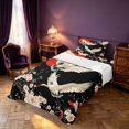 thumbnail image 3 of Homewish Chic Crane Twin Sheets, Japanese Cherry Blossoms Bedding, Black Beige Red, 3-Piece, 1 Flat Sheet, 1 Fitted Sheet and 1 Pillowcase, 3 of 6