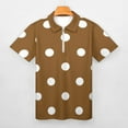 thumbnail image 3 of Brown Beige Color Dot Men Zipper T-shirt Summer Casual Short Sleeve T-shirt Top, 3 of 7