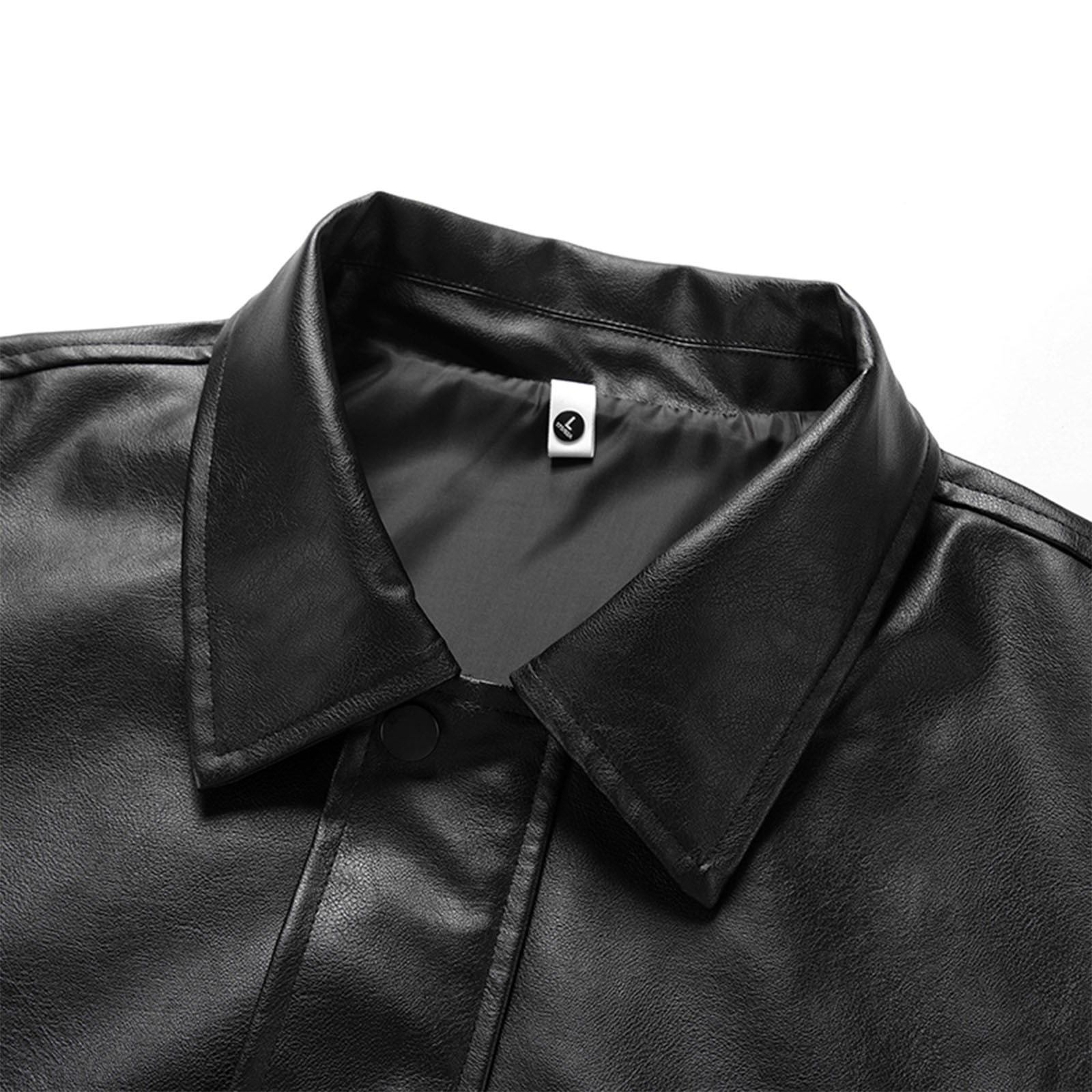 Leather Jacket Men Casual Long Sleeve Zip Up Outerwear Coat with Pockets Slim Fit Biker Motorcycle Jackets, Black, XL