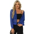 thumbnail image 1 of Chaqueta con puños acanalados INSPIRE CHIC para mujeres, sudadera con capucha, chaqueta bomber de malla, talla M azul, 1 of 6