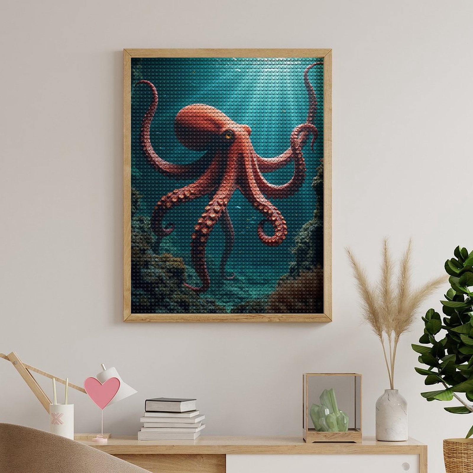 Diamond Art Kits for Adults, Underwater Giant Octopus Exploration 5D Diamond Painting Kits for Adults Beginners, DIY Full Drill Diamond Painting, Gem Art and Crafts 12x16