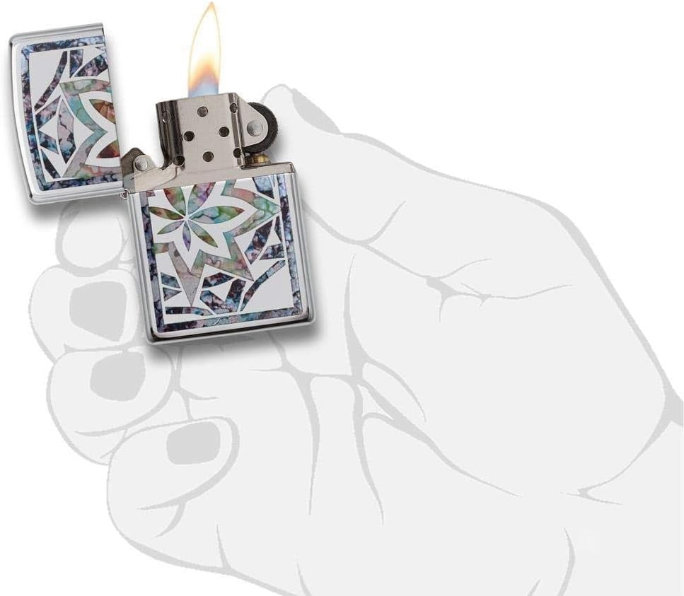 Zippo Lighter - Personalized Customize Message Engrave on Backside for Chrome Fusion Leaf Art #29727