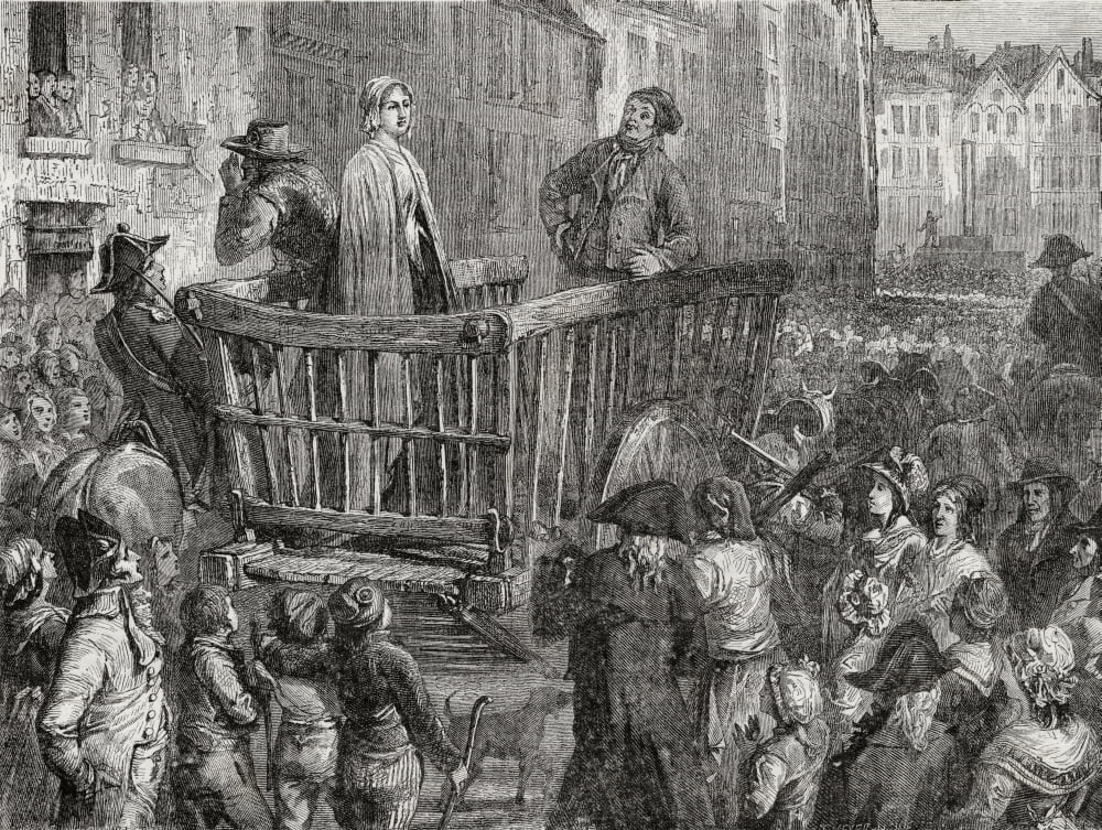 Charlotte Corday Driven To Her Execution 17 July 1793 Charlotte Corday1768-1798 French Revolutionary Heroine Engraved By Meyer-Heine After De La Charlerie From Histoire De La Revolution Francaise By L