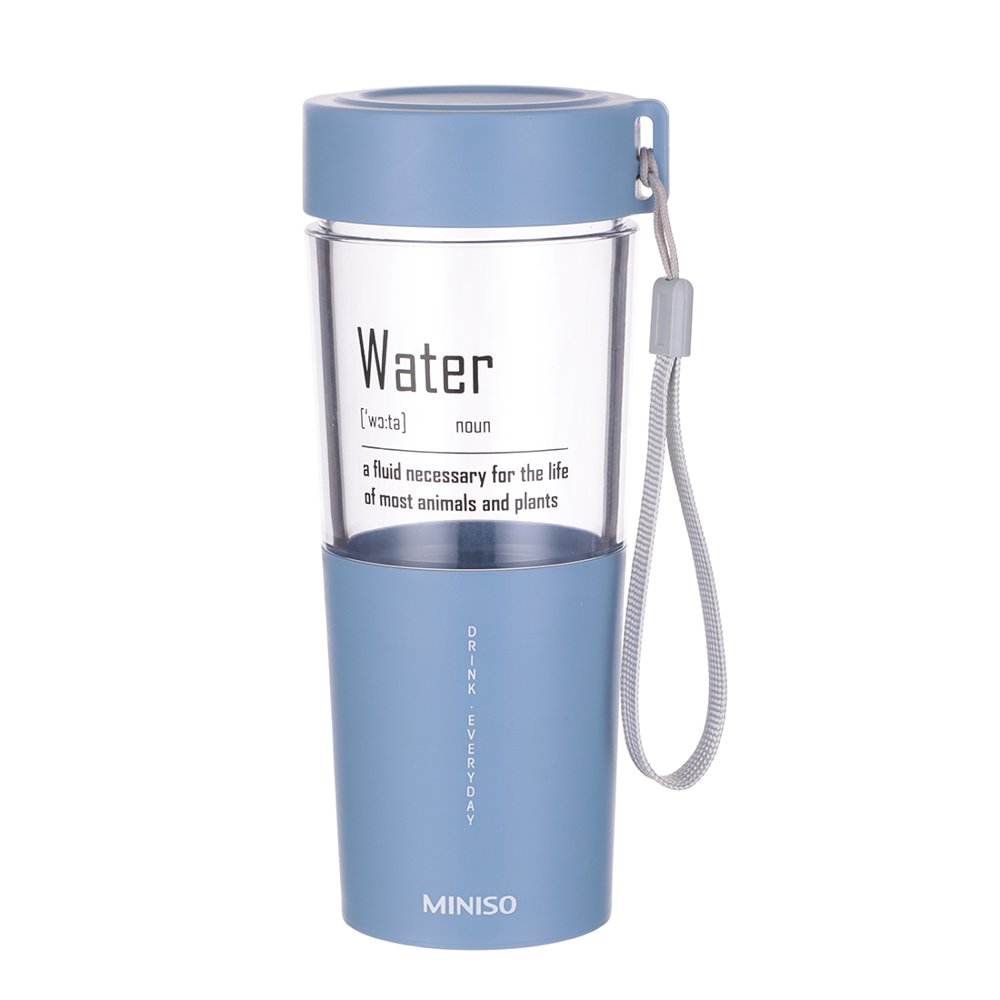 MINISO Simple Plastic Water Bottle Leak Proof Lid Drinking Bottles for