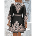 thumbnail image 5 of EASYBRA Women Floral Print V Neck Midi Dress Three Quarter Sleeve Elegant Casual A Line Summer Dress, 5 of 6