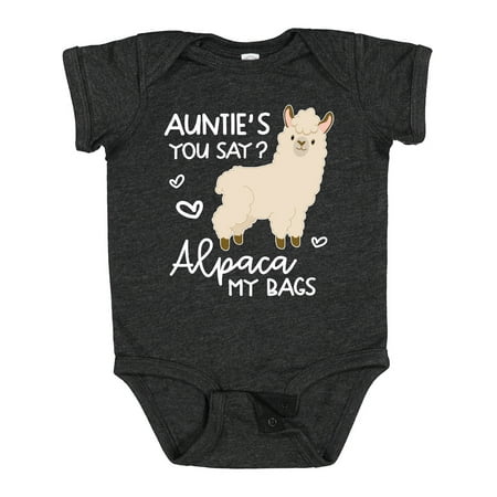 

Inktastic Auntie s You Say Alpaca My Bags Gift Baby Boy or Baby Girl Bodysuit