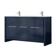 thumbnail image 2 of Lafarre 60 in W Navy Blue Double Vanity, Cultured Marble Top & Brushed Nickel Faucet Set, 2 of 6