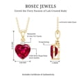 thumbnail image 6 of Rosec Jewels Certified Lab Grown Ruby Heart Pendant Necklace (2 Ct, 8mm, AAAA Quality) - Ruby Red Heart Necklace with Moissanite, 18K Yellow Gold, 6 of 7