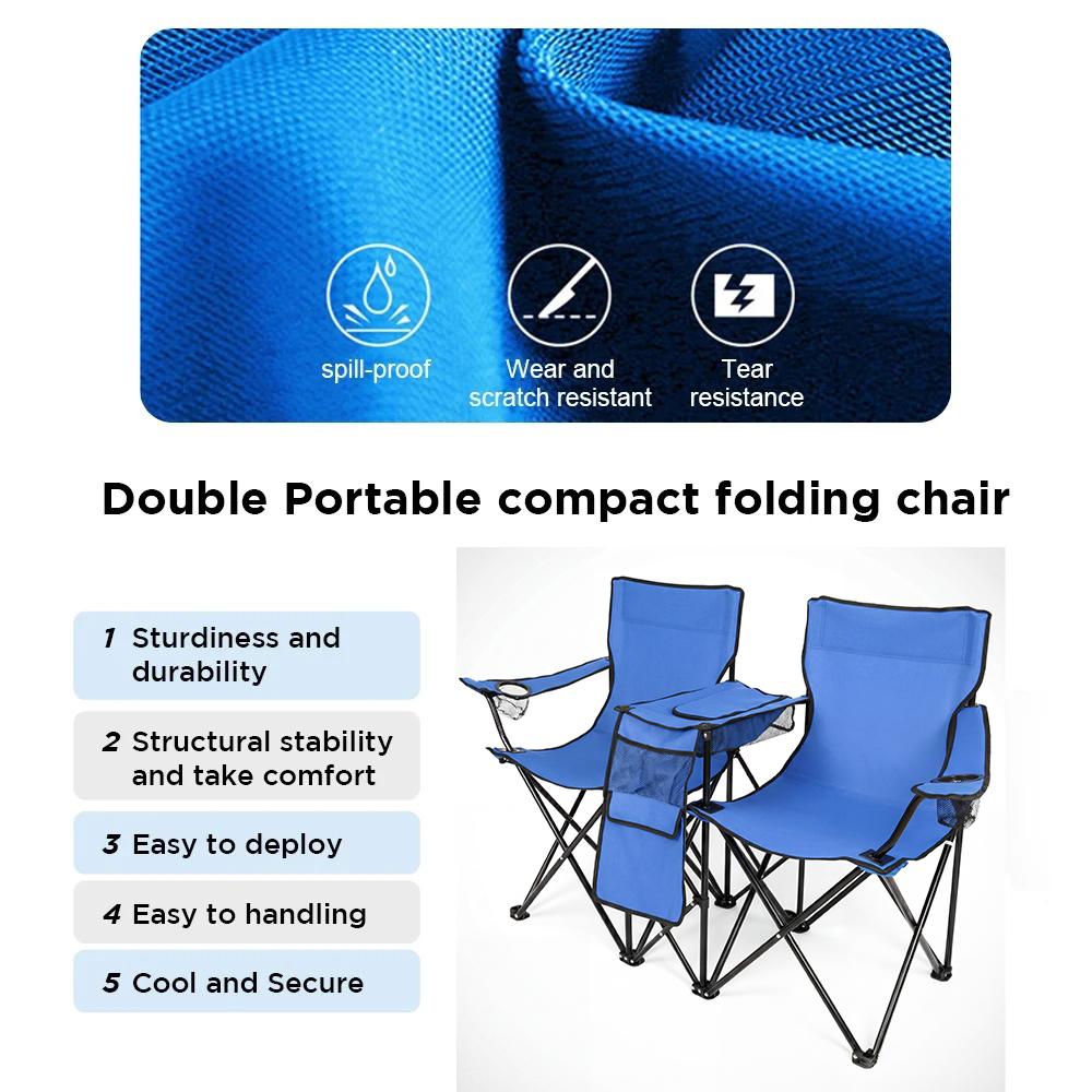 Cowin Double Camping Chair with Umbrella and Cooler Bag photo 3