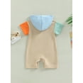 thumbnail image 4 of Cenuakty Infant Baby Summer Hood Romper, Contrast Color Short Sleeve Jumpsuit with Kangaroo Pocket for Boys Girls, 4 of 9