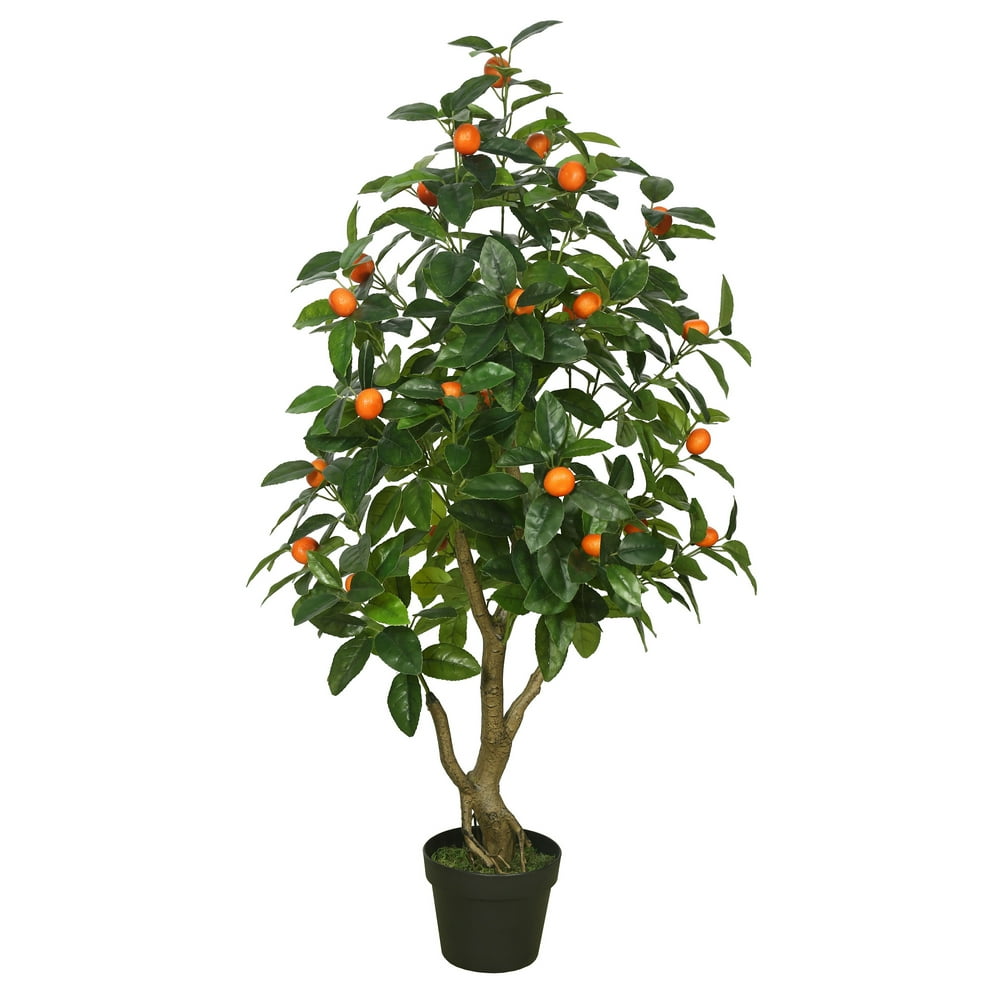 Vickerman 48" Artificial Green and Orange Real Touch Orange Tree Featuring 405 Leaves and 27
