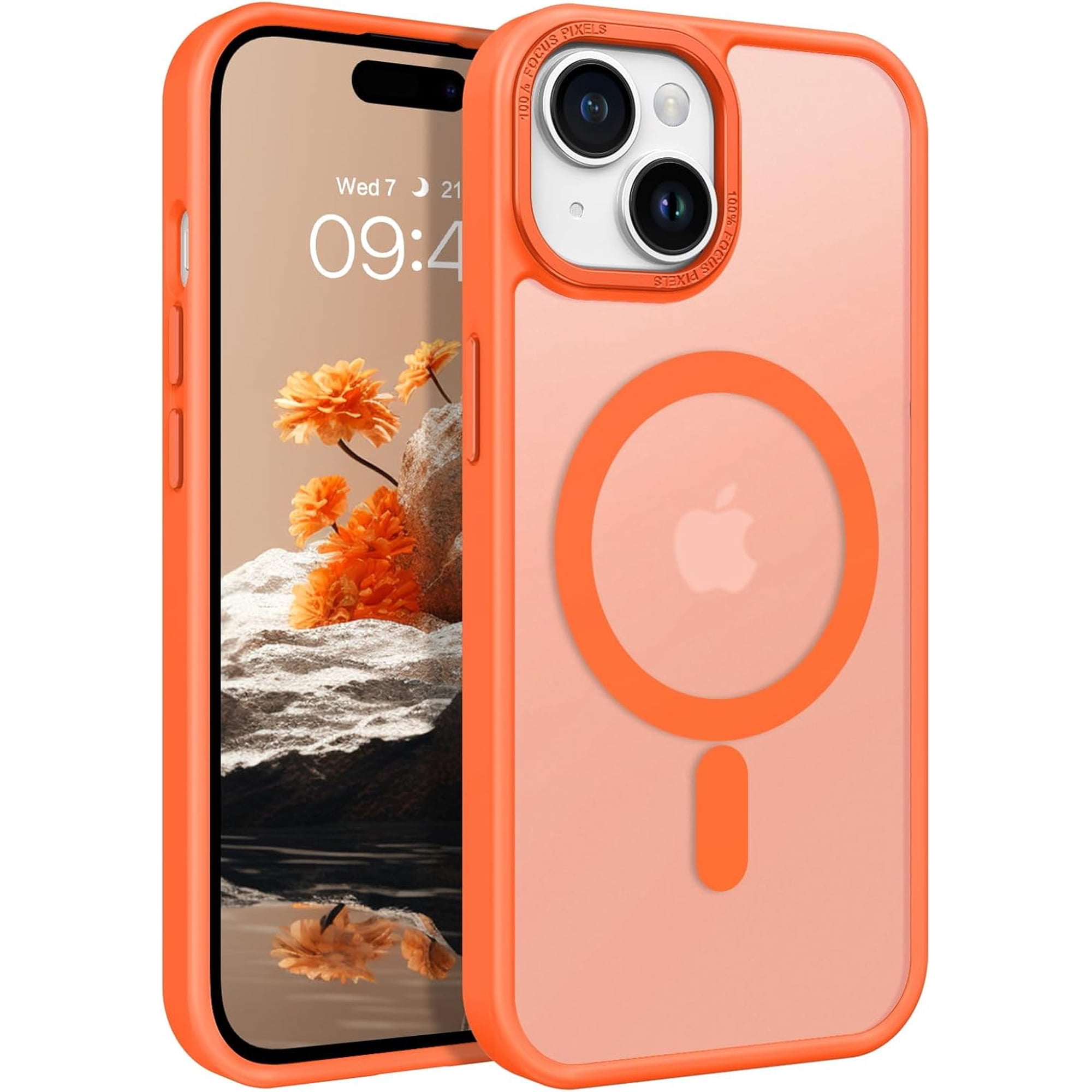 for iPhone 15 Case, for iPhone15 Phone Case Compatible with MagSafe, Translucent Matte Magnetic Cover Shockproof Women Girl Protective Cute Case for iPhone 15 6.1", Orange