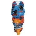 thumbnail image 6 of XYZCANDO Women's Long Kaftan Dress Flowy Maxi Dress Beach Cover Up Loose Fit Batwing Sleeve Swimsuit Cover Ups Coconut Palm Sunset Hawaiian Robe Vacation Outfits Elegant Gown Top Night Dress, 6 of 7