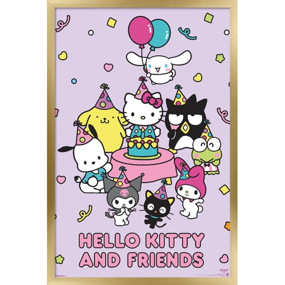 Hello Kitty and Friends: 2025 Celebration - Partytime Wall Poster, 14.725" x 22.375" Framed