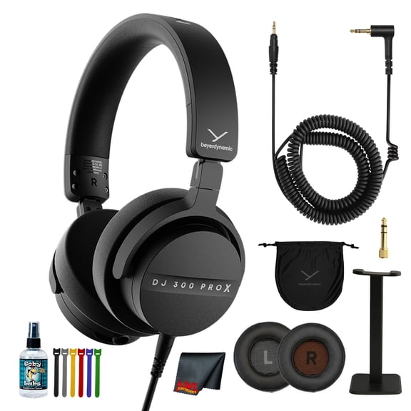 Beyerdynamic DJ 300 Pro X Professional DJ Headphones | 2-in-1 On-Ear Over-Ear Design 45mm Drivers Foldable 20dB Noise Attenuation Studio Monitoring Cleaner Headset Stand Cleaning Cloth