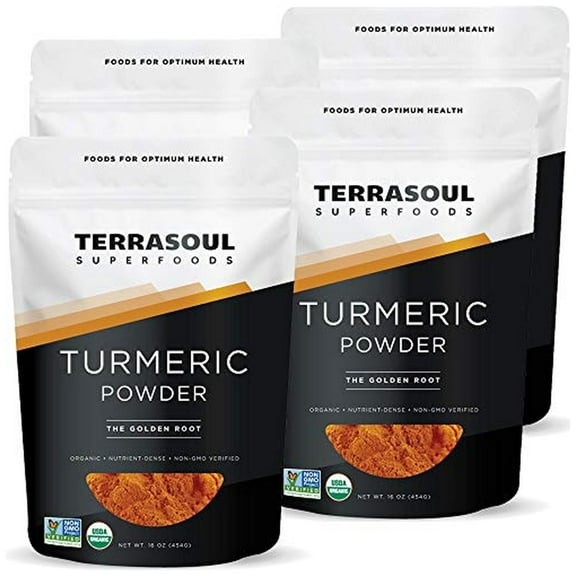 Terrasoul Superfoods Organic Turmeric Powder, 4 Lbs (1 Lb 4-Pack) - Curcumin | Great for Inflammation