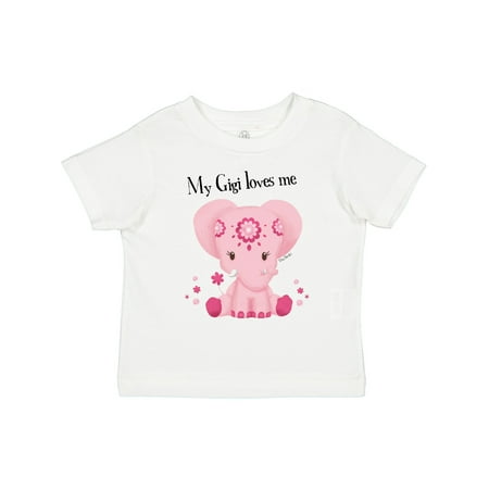 

Inktastic Aditi My Gigi Loves Me Pink Elephant Beautiful Gift Toddler Toddler Girl T-Shirt