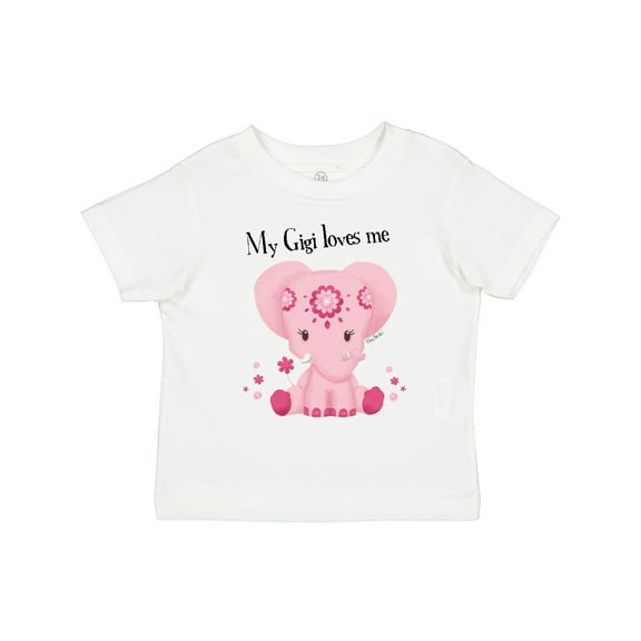 Inktastic Aditi My Gigi Loves Me Pink Elephant Beautiful Girls Toddler T-Shirt