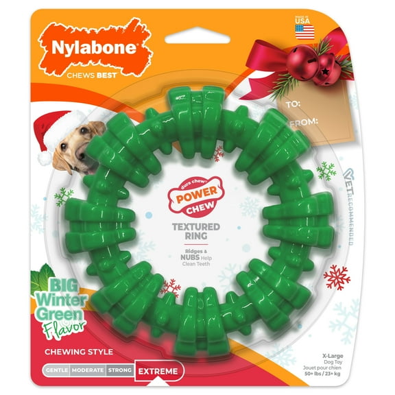 Nylabone Holiday Power Chew Textured Ring Chew Toy Wintergreen X-Large (1 Count)