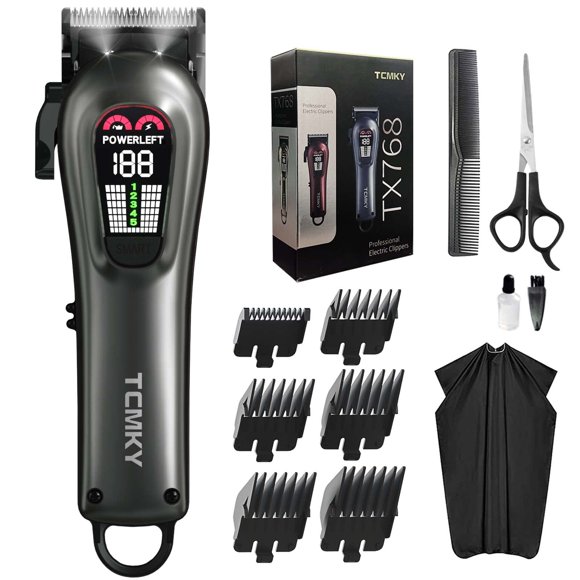 TCMKY Cortapelos para hombres Cortapelos profesional para hombres Cortapelos de peluquero inalámbricos y con cable para corte y aseo del cabello. Kit de cortapelos recargable para el hogar (plateado)