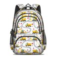 thumbnail image 2 of Excavator and Road White Pattern Cute School Backpack Bag with Padded Back and Adjustable Shoulder Straps 16.9 X 12.6 X 5.9 Inches, 2 of 5