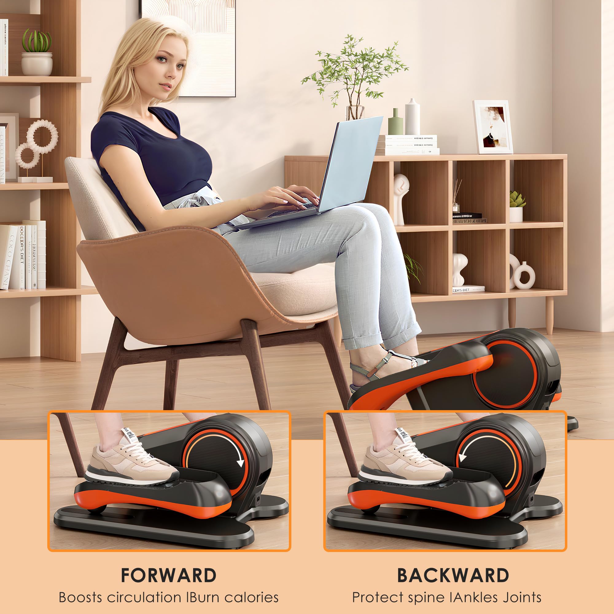 PROHIKER Under Desk Elliptical Machine, Electric Seated Pedal Exerciser Ellipse Leg Exerciser with Remote Control, LCD Display and 12 Adjustable Speeds, Leg Exerciser While Sitting for Seniors, Black