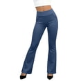 thumbnail image 4 of Women's High Waist Bootcut Yoga Pants Tummy Control Flared Workout Pants with Basic/Side Pockets Blue XL, 4 of 5