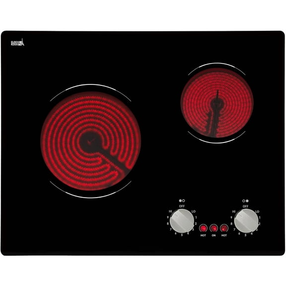 Joreek 21" Electric Cooktop Burners, 3700W 2 Burners Ceramic Glass Stove Top Touch Control Built-in Magnetic Cooktop with 9 Heating Level Child Lock & Over-Temperature Protection