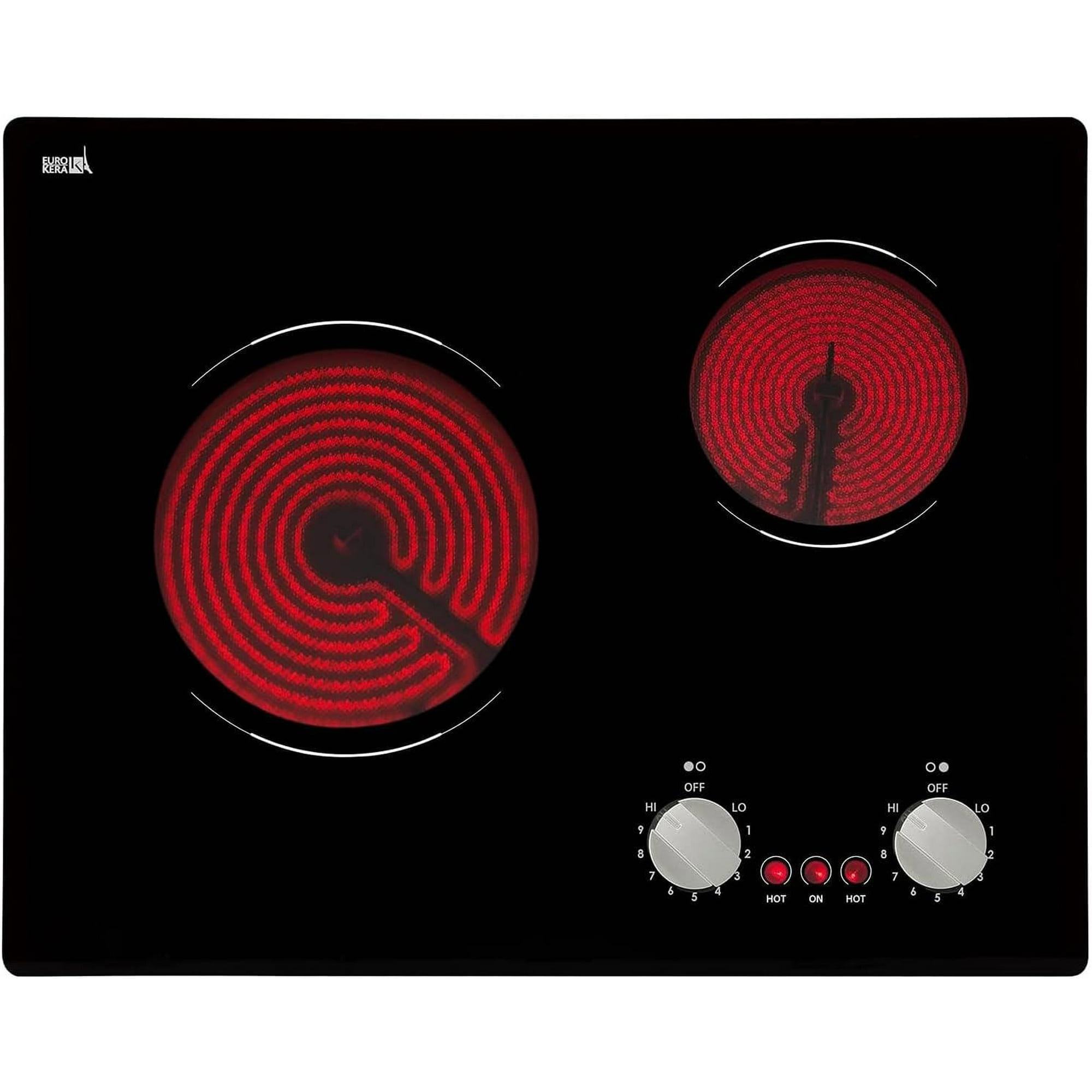 Joreek 21" Electric Cooktop Burners, 3700W 2 Burners Ceramic Glass Stove Top Touch Control Built-in Magnetic Cooktop with 9 Heating Level Child Lock & Over-Temperature Protection