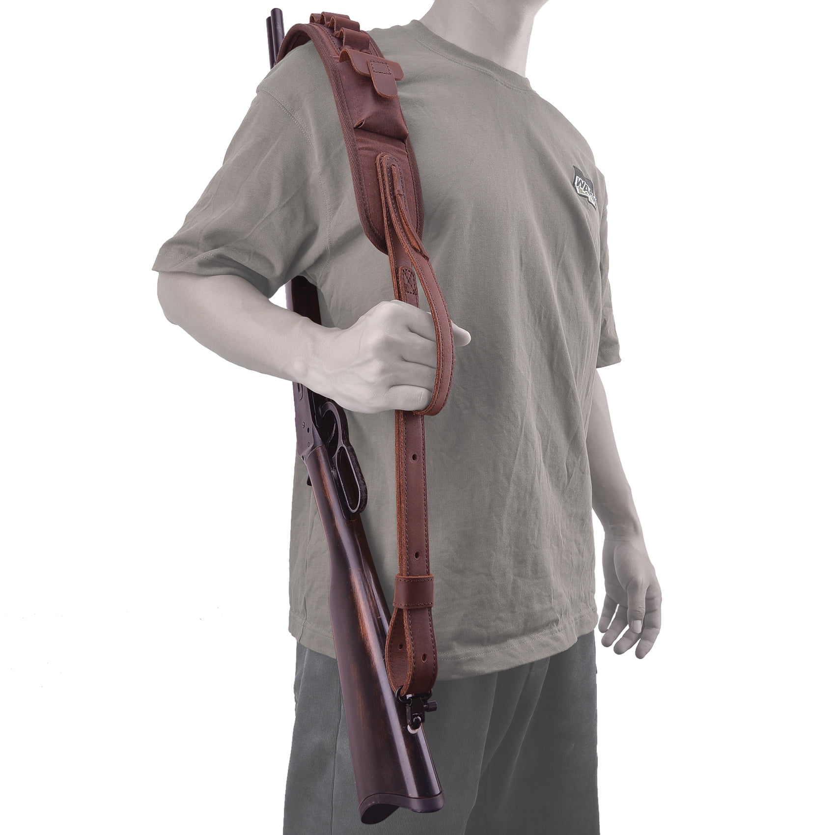 Leather Canvas Rifle Sling Gun Ammo Holder Slots Strap with Swivels for .30/30 .357 Ammo  Hunting GIFTS