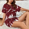 thumbnail image 4 of Honeii Christmas Tree Buffalo Plaid for Women's Summer Pajama Set featuring Soft Short Sleeve Shirt & Matching Bottoms with Convenient Pockets for Relaxed Home Wear-4X-Large, 4 of 6
