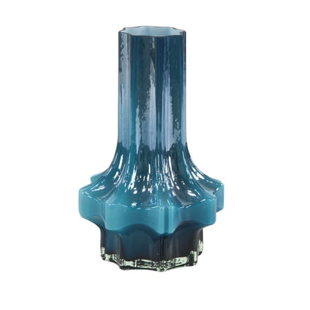 Glass Contemporary Vases - Decmode Contemporary 14 X 8 Inch Blue Faceted Glass Vase