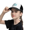thumbnail image 5 of PAYOHTO Kids White Palm Leaves Blue Baseball Hat Back Adjustable Mesh Breathable Hats Black Trucker Cap Outdoor Fishing Sun Caps for Boys or Girls ages 4-10, 5 of 9
