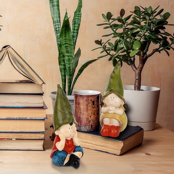 Adornos de jardín Decoración de jardín al aire libre - Dos gnomos de jardín de resina impermeables Adorno de estatuilla de elfos para patio de césped Aniversario de bodas Día de San Valentín Regalos de cumplea?os de Navidad LingWen 8390605180620