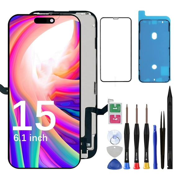 Screen Replacement for iPhone 15 - Lcd Replacement Kit & Digitizer Display Full Aassembly for Apple iPhone 15 6.1 Inch Models A3090 A2846 A3089 A3092 with Repair Tools