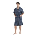 thumbnail image 2 of Men Cotton Pajama Shorts For Men Lightweight Plaid Soft Nightwear Short Sleeves PJS With Pockets, 2 of 5