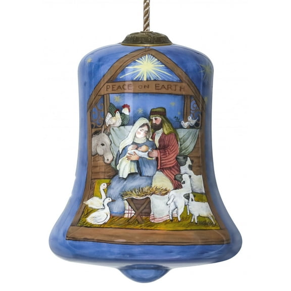 Holy Family Bethlehem Hand Painted Mouth Blown Glass Ornament