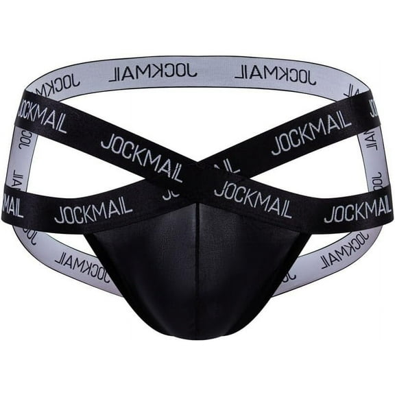 JOCKMAIL Men's Sexy Ice Silk Jockstarp Bikini Breathable U-Convex Cross V-Low Waist Underwear