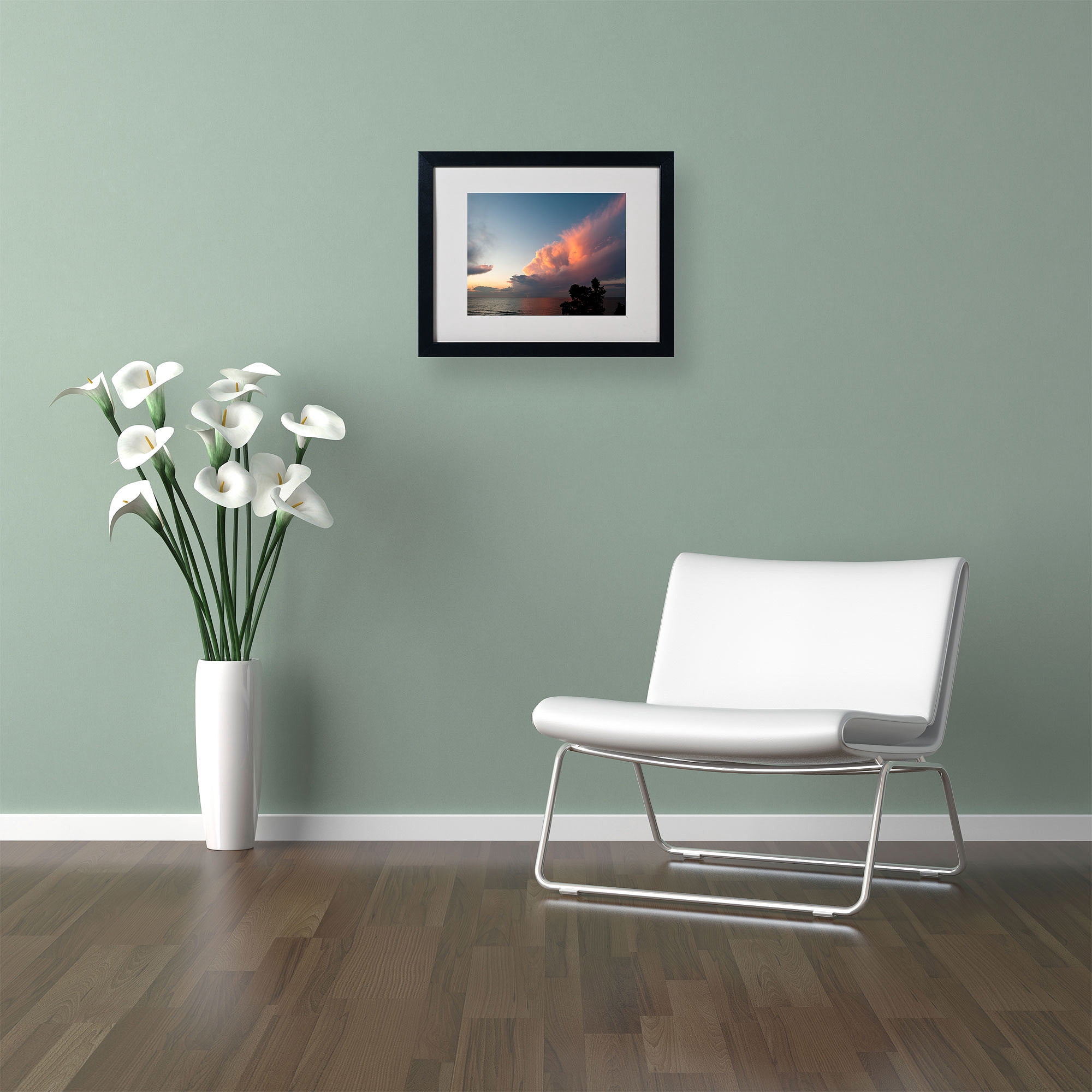 Trademark Fine Art "Summer Sunset Storm" by Kurt Shaffer, Black Frame