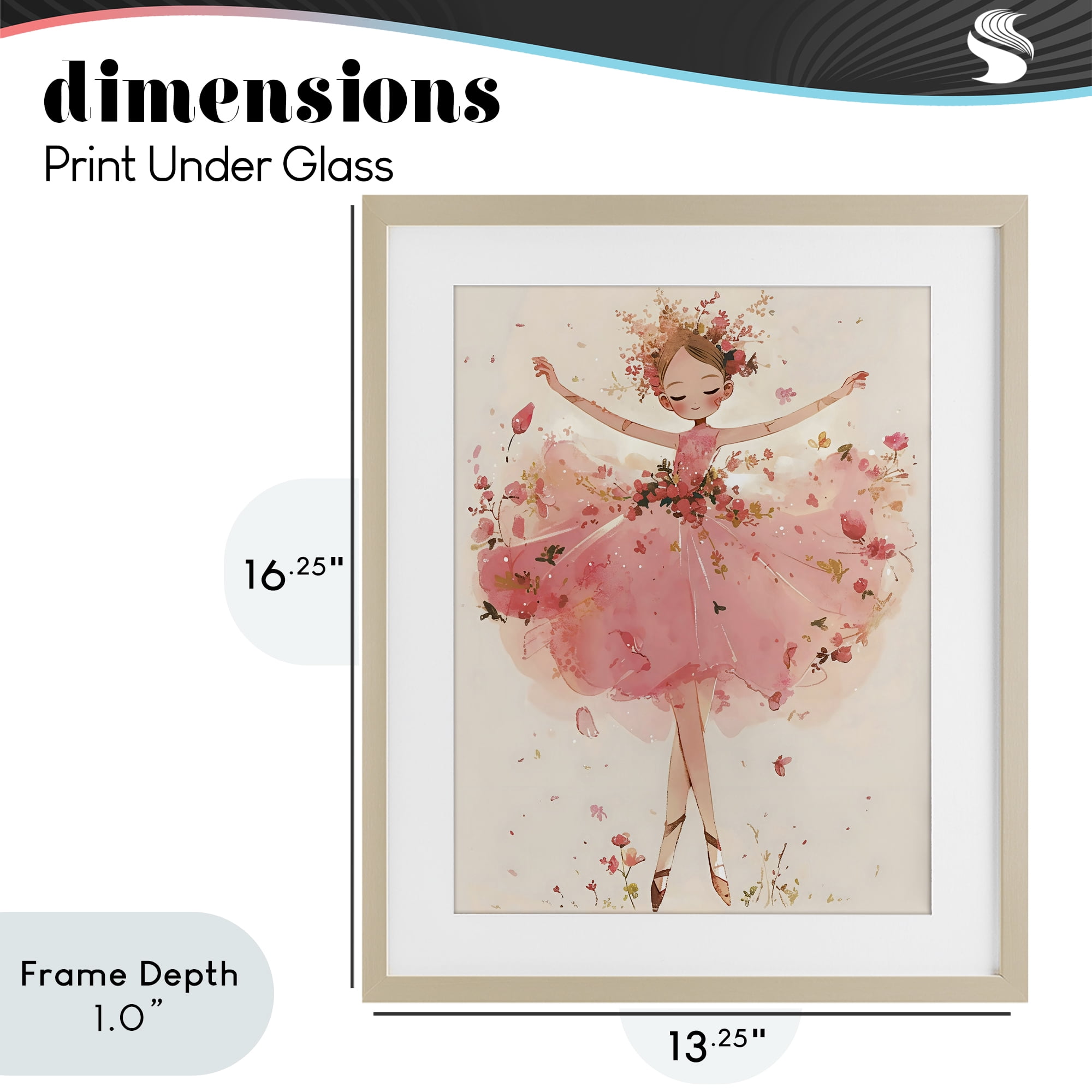 Stupell Industries Pink Floral Dress Ballerina Birch Framed Print Under Glass, design by Creative Studio