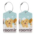 thumbnail image 3 of Naloa Cute Dog In Bathtub1 Luggage Tag for Suitcase Leather Baggage Tag with Stainless Steel Loop Privacy Cover for Women Men Girls-2 PCS, 3 of 5