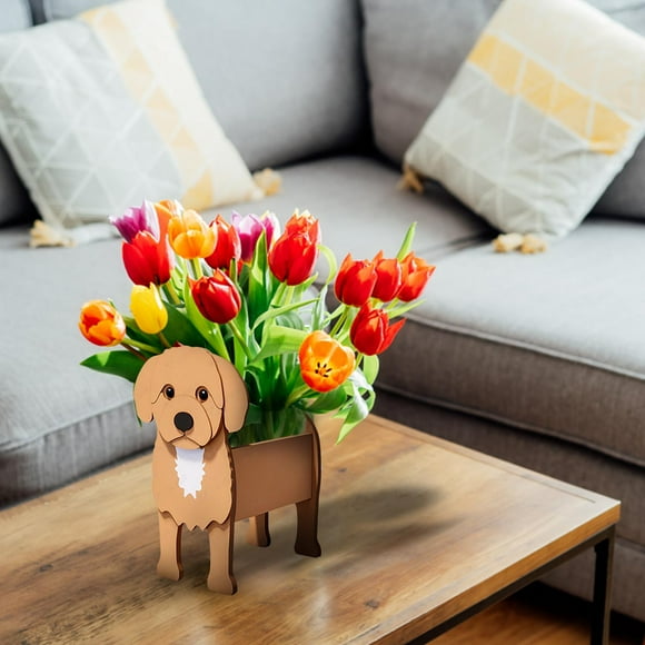 Dog Flower Pot Planter, Ceramic Garden Decor, Large 12-inch, Modern Minimalist Style, for Home Balcony, Self-Watering Function, Urban Greenery, Artificial Plant Compatible SOPABCP Discount Bonanza