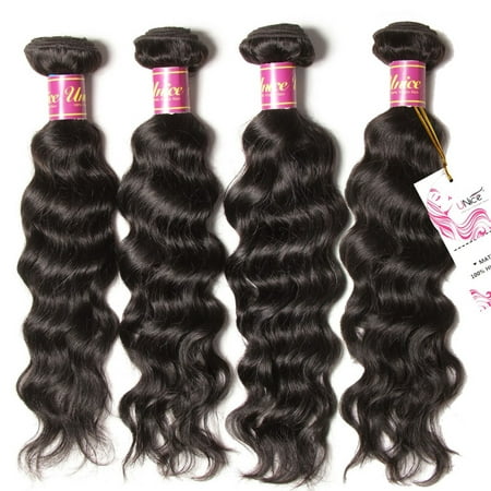 UNice Hair 8A Peruvian Wavy Virgin Human Hair Bundles Natural Wave